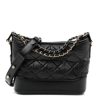 Small Quilted Calfskin Hobo Bag - Black