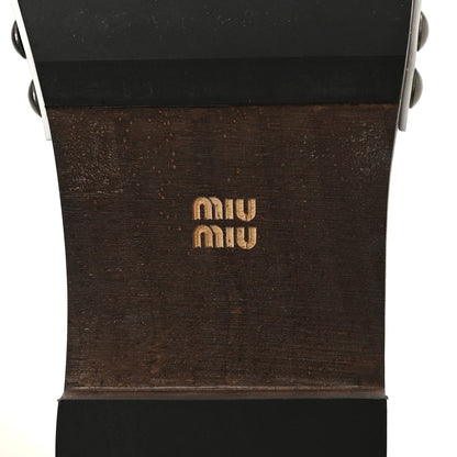 Miu Miu Patent Leather Women's Vernice Logo Slide Clogs 36 White