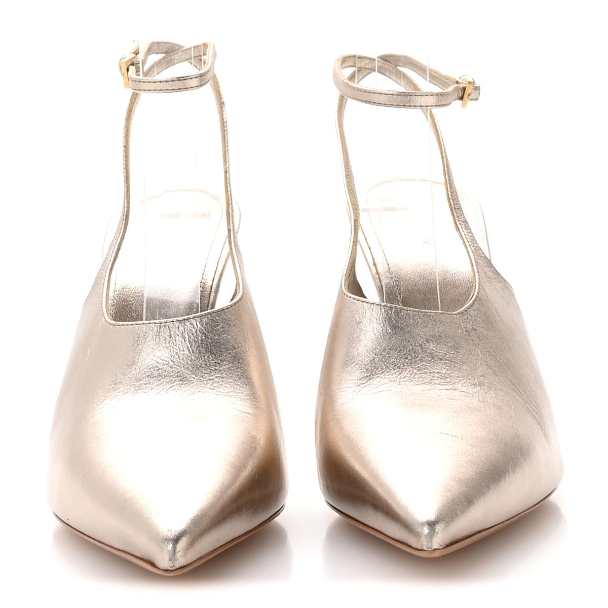 Givenchy Metallic Sheepskin Women's Show Slingback Pumps 36 Dusty Gold