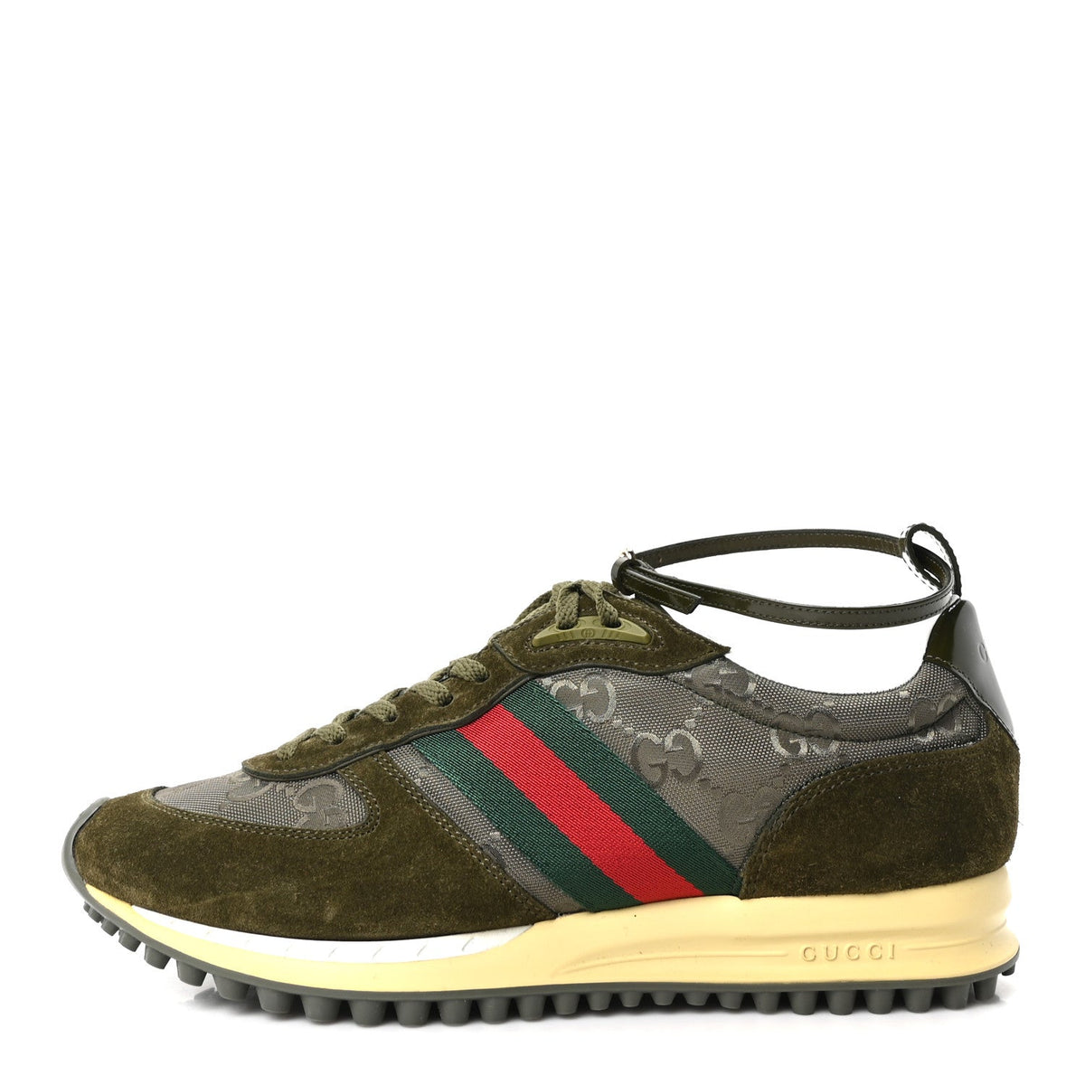 GG Suede Monogram Web Re-Motion Sneakers Dark Green