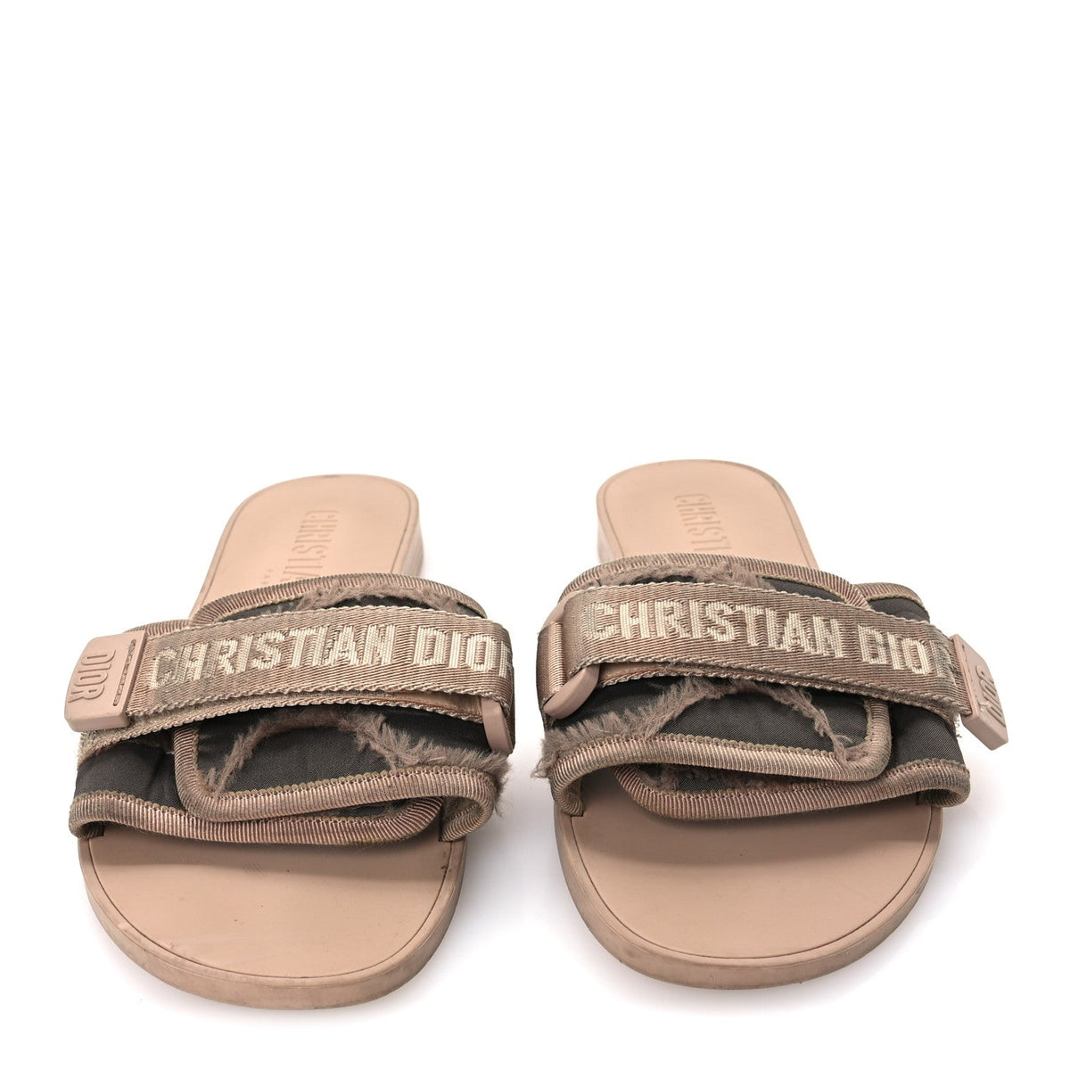Christian Dior Nylon Women's Dio(r)evolution Slide Sandals 39 Nude