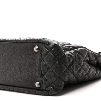 Quilted Caviar Tote Bag - Black