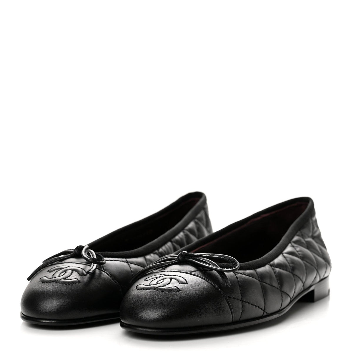 Chanel Aged Calfskin Quilted CC Cap Toe Women's Flats