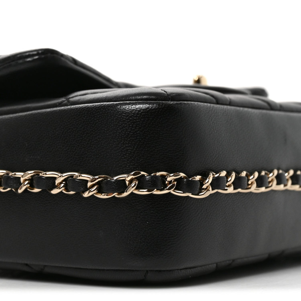 Small Quilted Lambskin Flap Shoulder Bag - Black