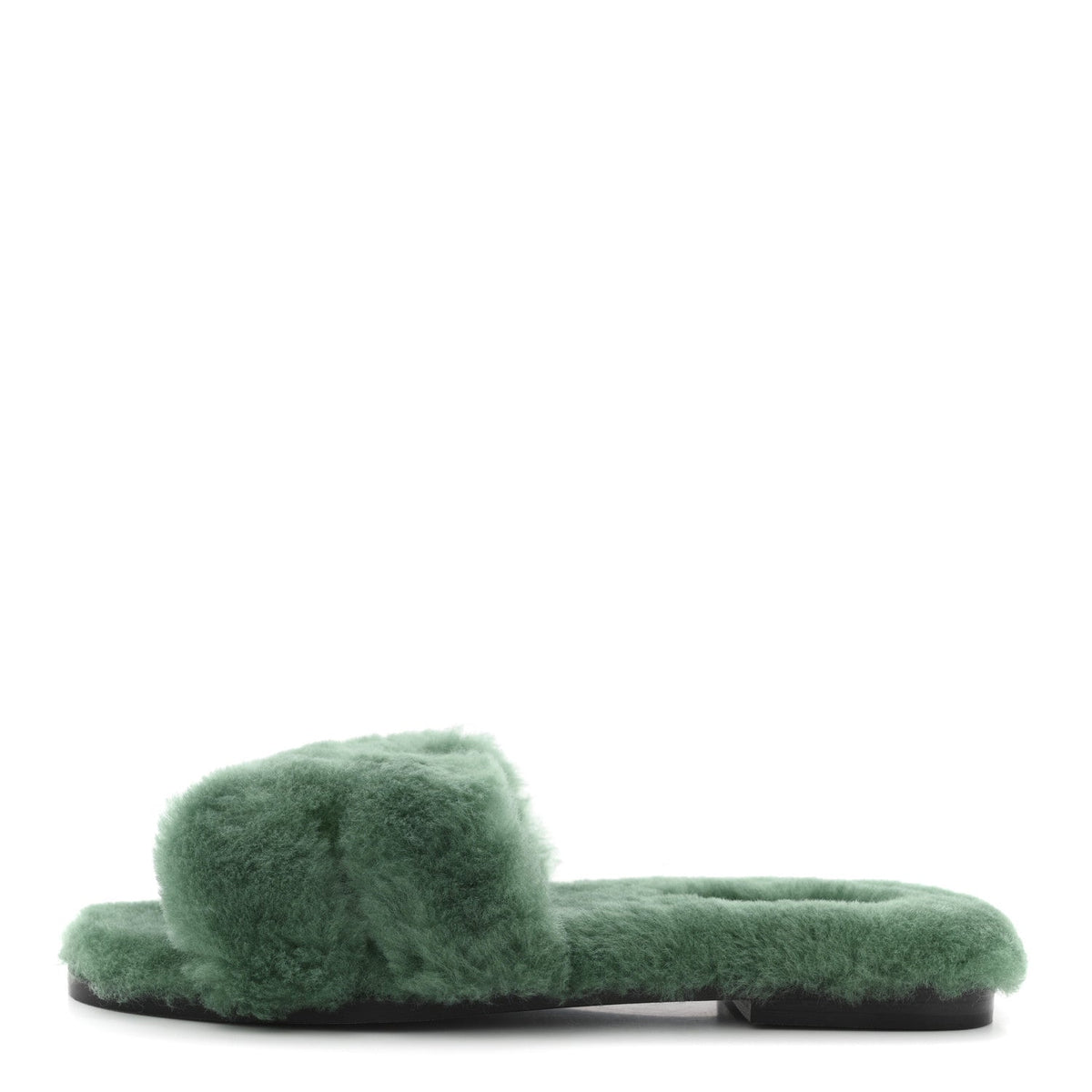 Hermes Woolskin Women's Oran Sandals 37.5 Vert Anglais