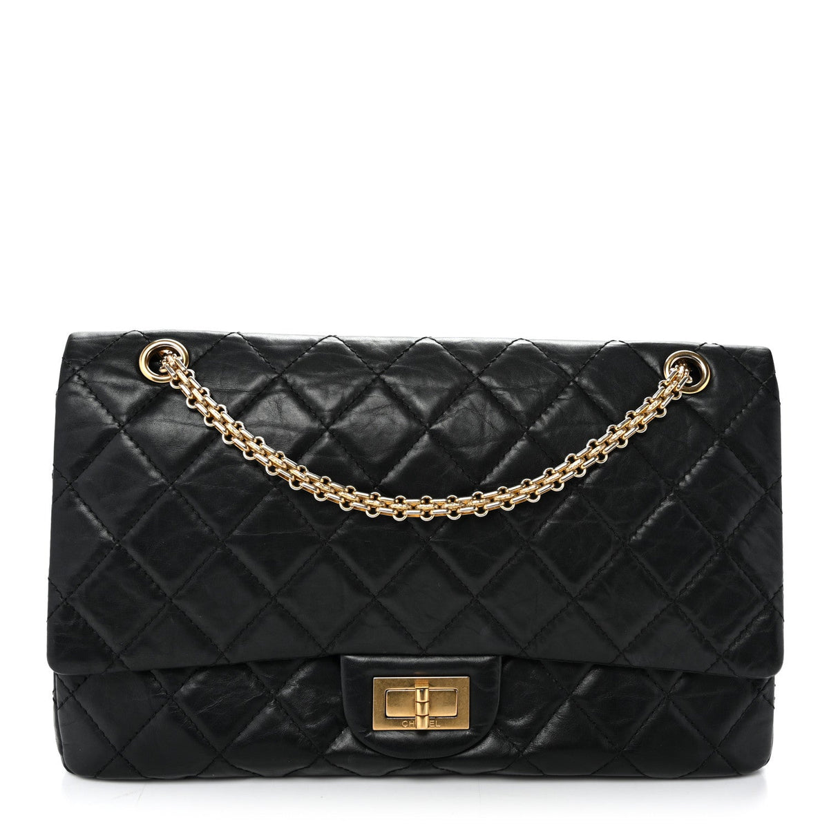 Quilted Calfskin Flap Shoulder Bag - Black