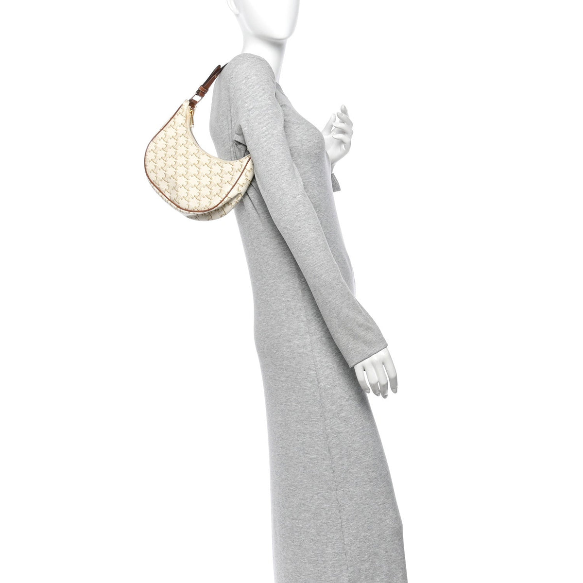 Calfskin Canvas Shoulder Bag - White