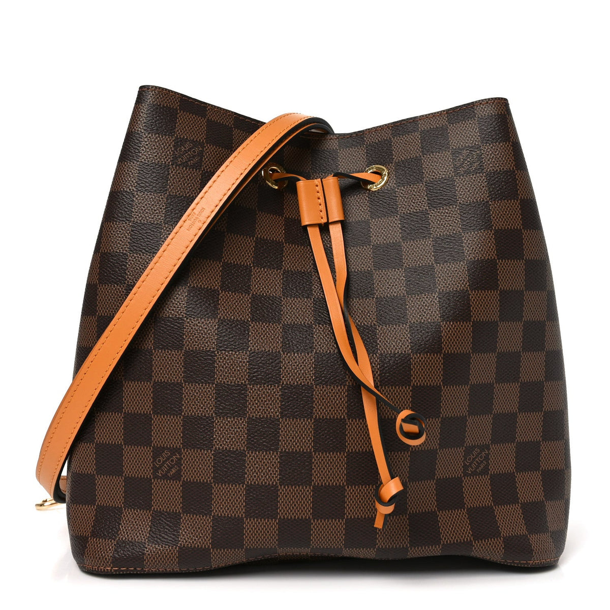 Damier Ebene Neonoe Mm Safran Handbag