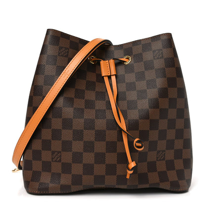 Damier Ebene Neonoe Mm Safran Handbag