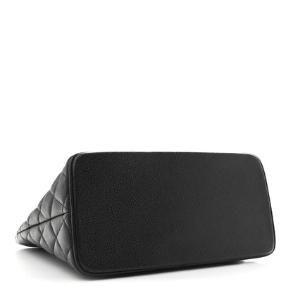 Quilted Caviar Tote Bag - Black