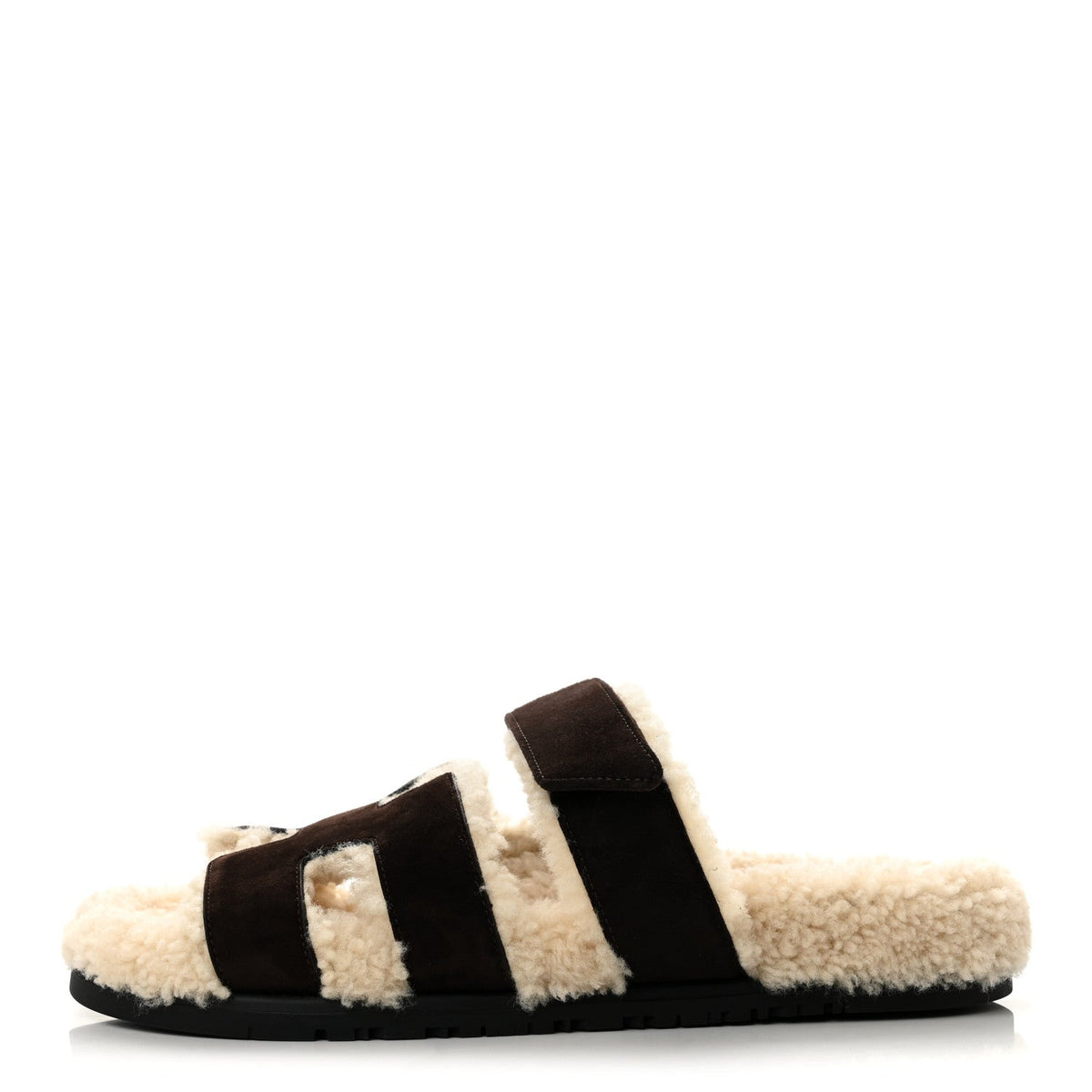 Suede Goatskin Woolskin Chypre Sandals Marron Ebene