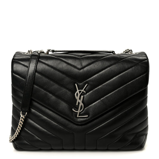 Medium Quilted Calfskin Satchel Bag - Black