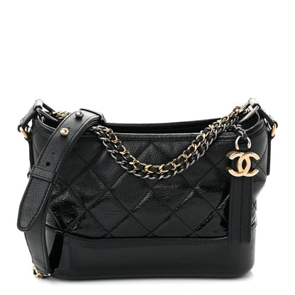 Small Quilted Goatskin Hobo Bag - Black
