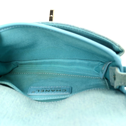 Small Quilted Flap Shoulder Bag - Blue