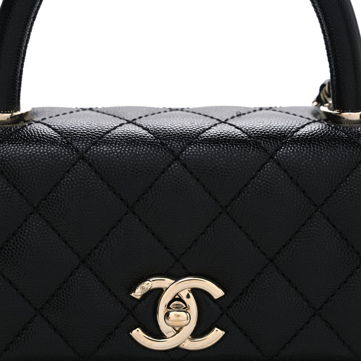 Maxi Quilted Caviar Flap Shoulder Bag - Black