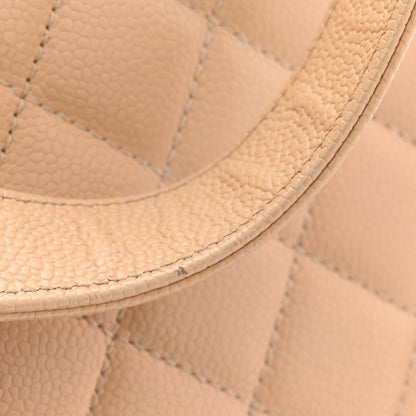 Quilted Caviar Tote Bag - Beige