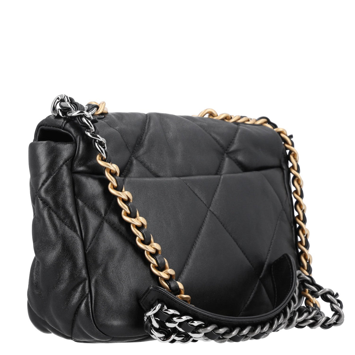 Medium Quilted Lambskin Flap Shoulder Bag - Black