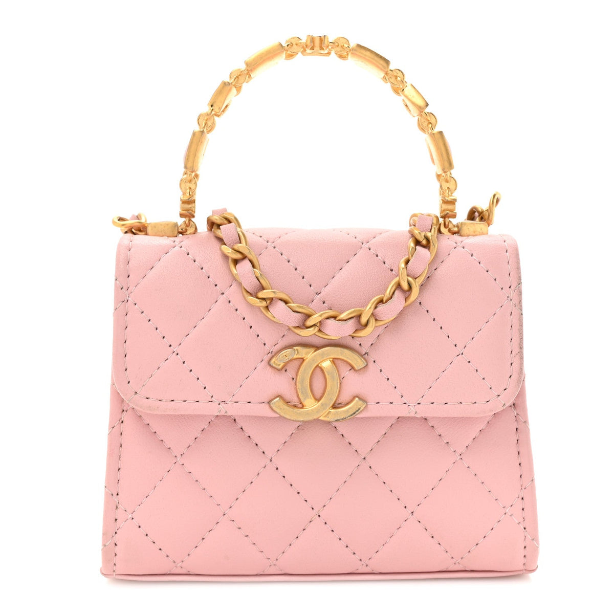 Mini Quilted Lambskin Flap Shoulder Bag - Pink