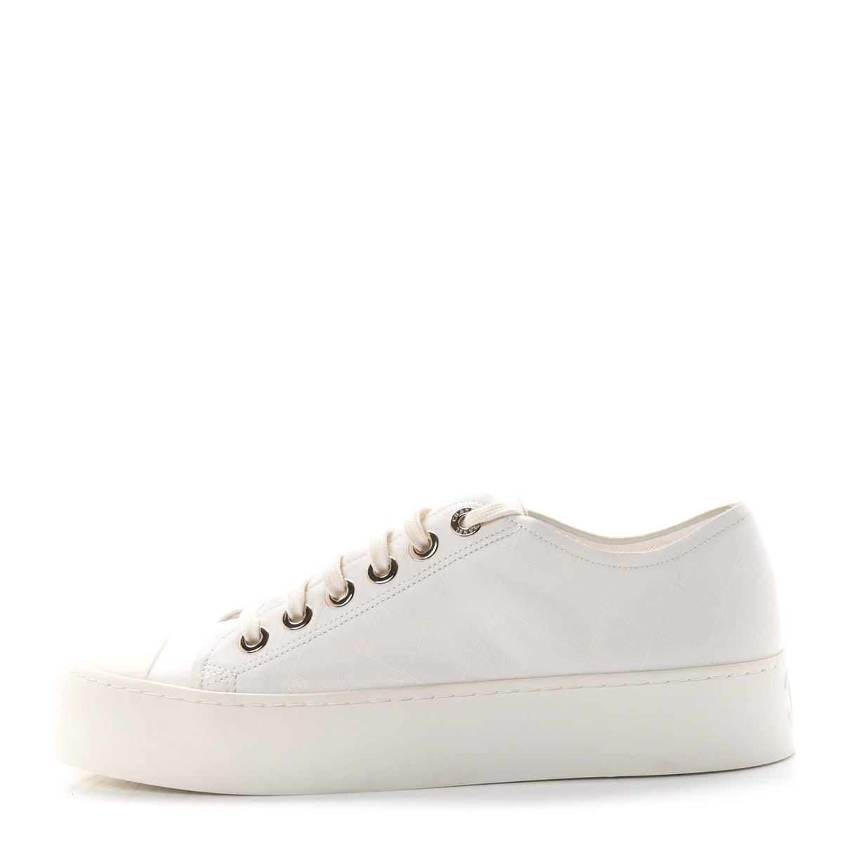 Lambskin Printed Logo Sneakers White
