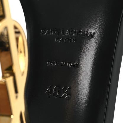 Saint Laurent Patent Calfskin Women's Opyum 110 Sandals 40.5 Black Gold