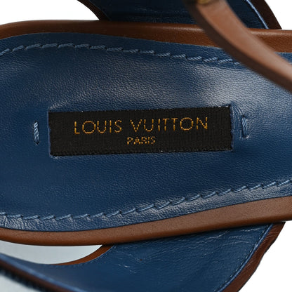 Louis Vuitton Denim Articles de Voyage Women's Wedges Blue