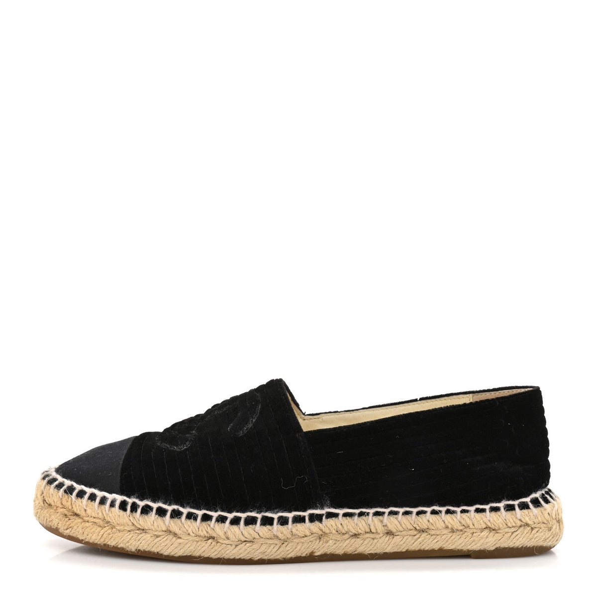 Velvet Grosgrain CC Espadrilles Black