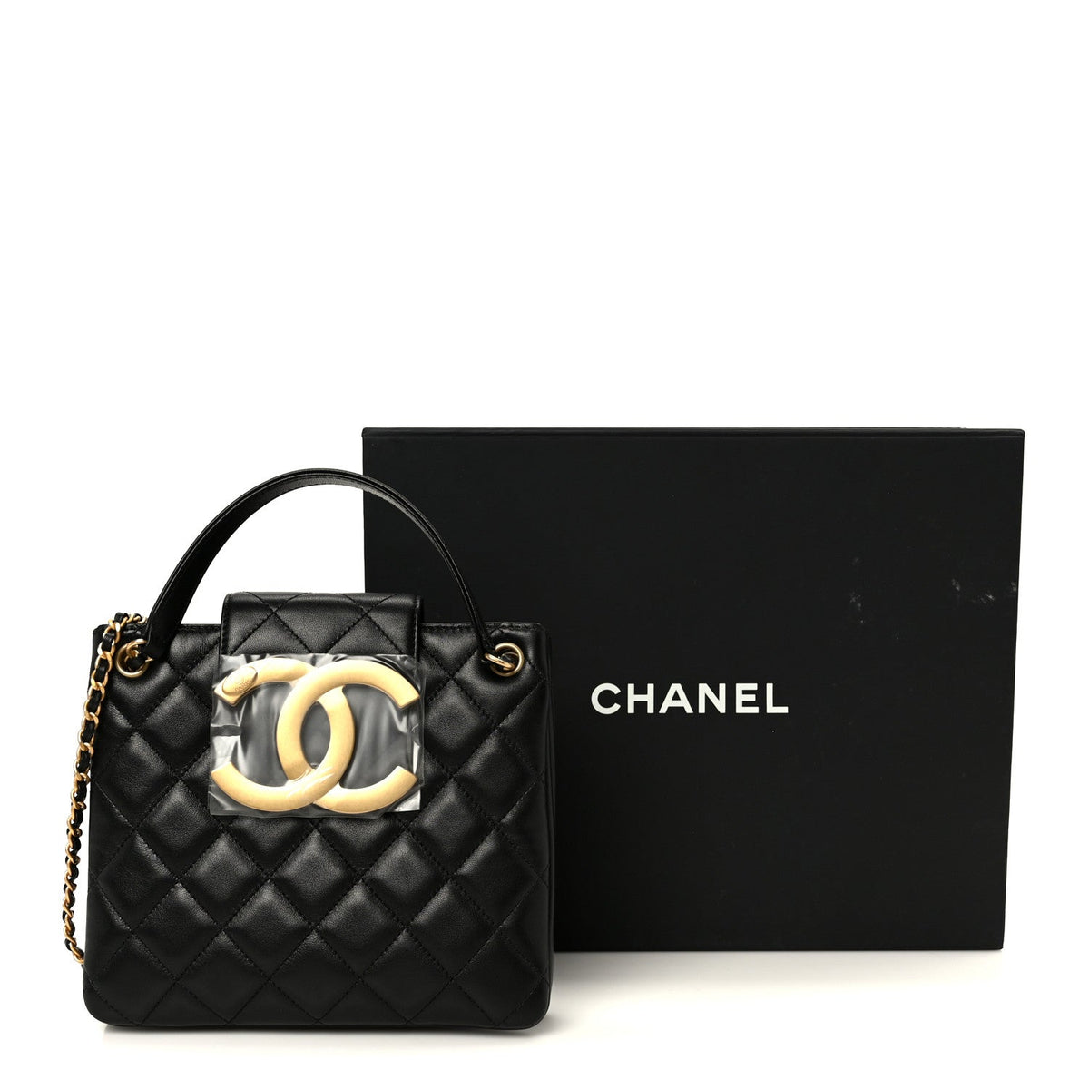 Quilted Lambskin Shoulder Bag - Black