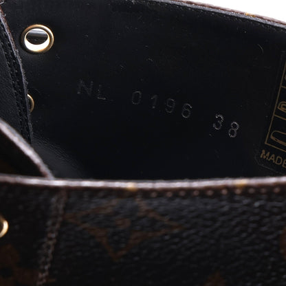 Louis Vuitton Calfskin Monogram Women's Wonderland Ranger Boots 38 Black