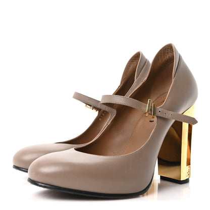 Fendi Vitello Women's Delfina High Heel Pumps 37 Tortora
