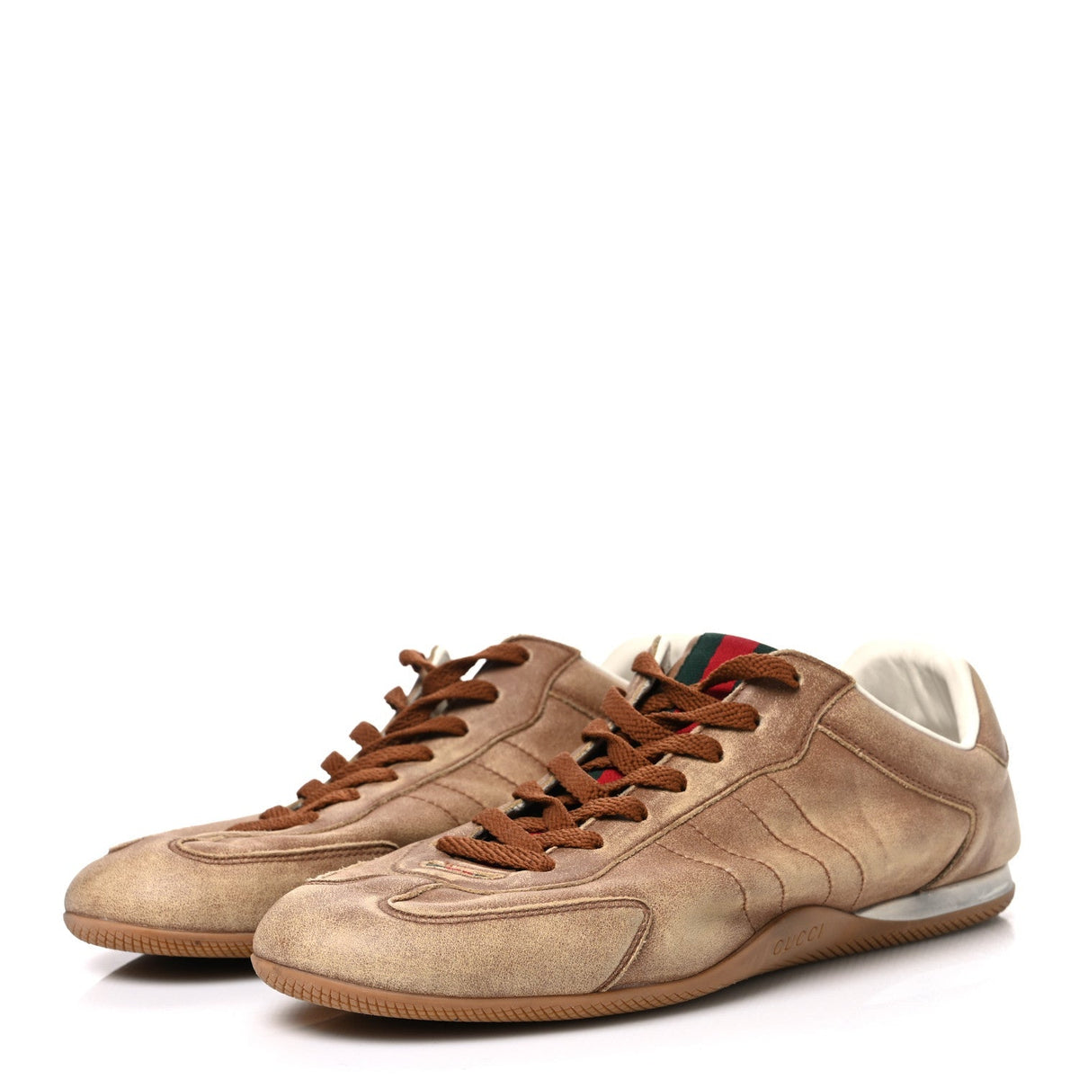 Gucci Monogram Suede Web Men's Shift Sneakers 9.5 Beige Brown
