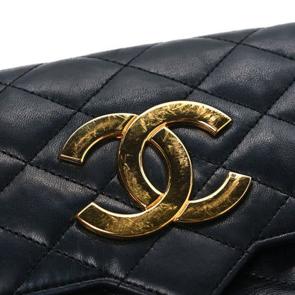 Small Quilted Lambskin Flap Shoulder Bag - Black
