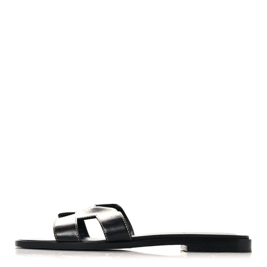 Box Calfskin Oran Sandals Black
