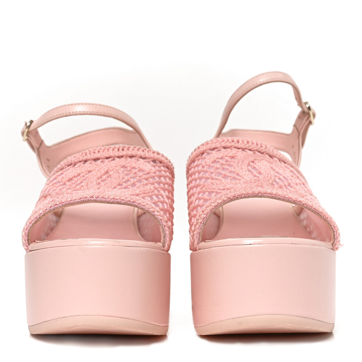 Chanel Fabric Calfskin CC Women's Platform Sandals