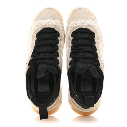 Chanel Velvet Calfskin Mixed Fibers CC Women's Sneakers Ivory Black