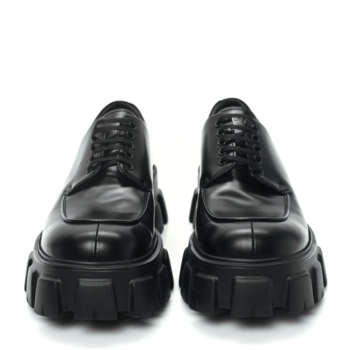 Prada Spazzolato Rois Monolith 55mm Men's Derby Loafers 8 Black