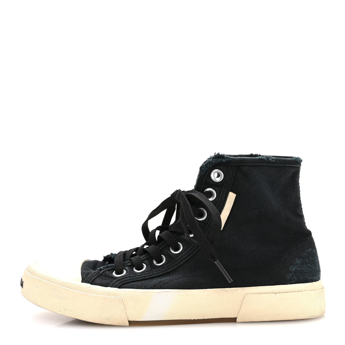 Canvas Distressed Paris High Top Sneakers Black