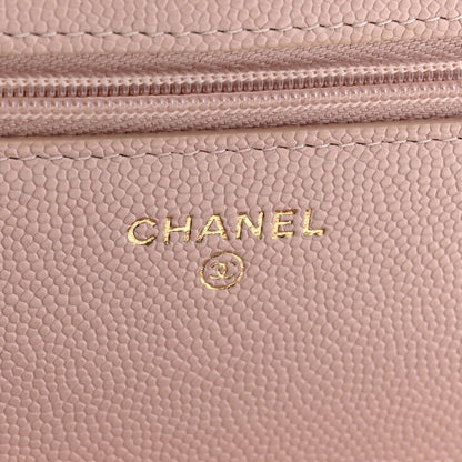 Quilted Caviar Wallet Bag - Pink