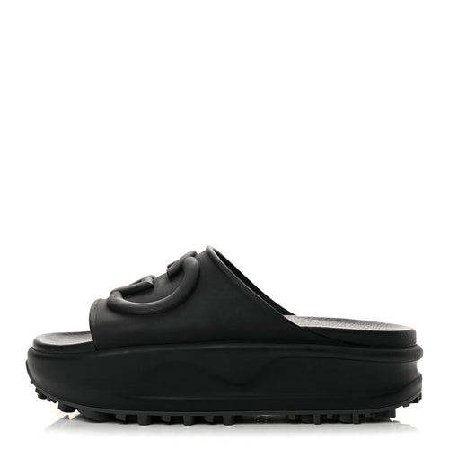 Soft Rubber Interlocking G Platform 42Mm Slide Sandals Black