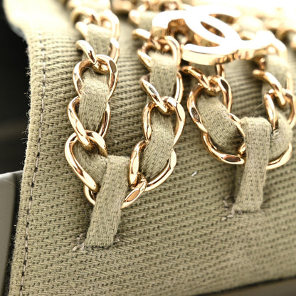 Chanel Canvas Chain Women's Flat Sandals Khaki