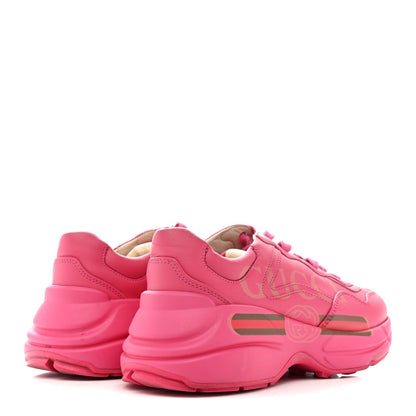 Gucci Calfskin Printed Women's Rhyton Sneakers 35 Box Pink