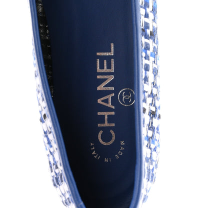 Chanel Tweed Lambskin CC Cap Toe Women's Flats