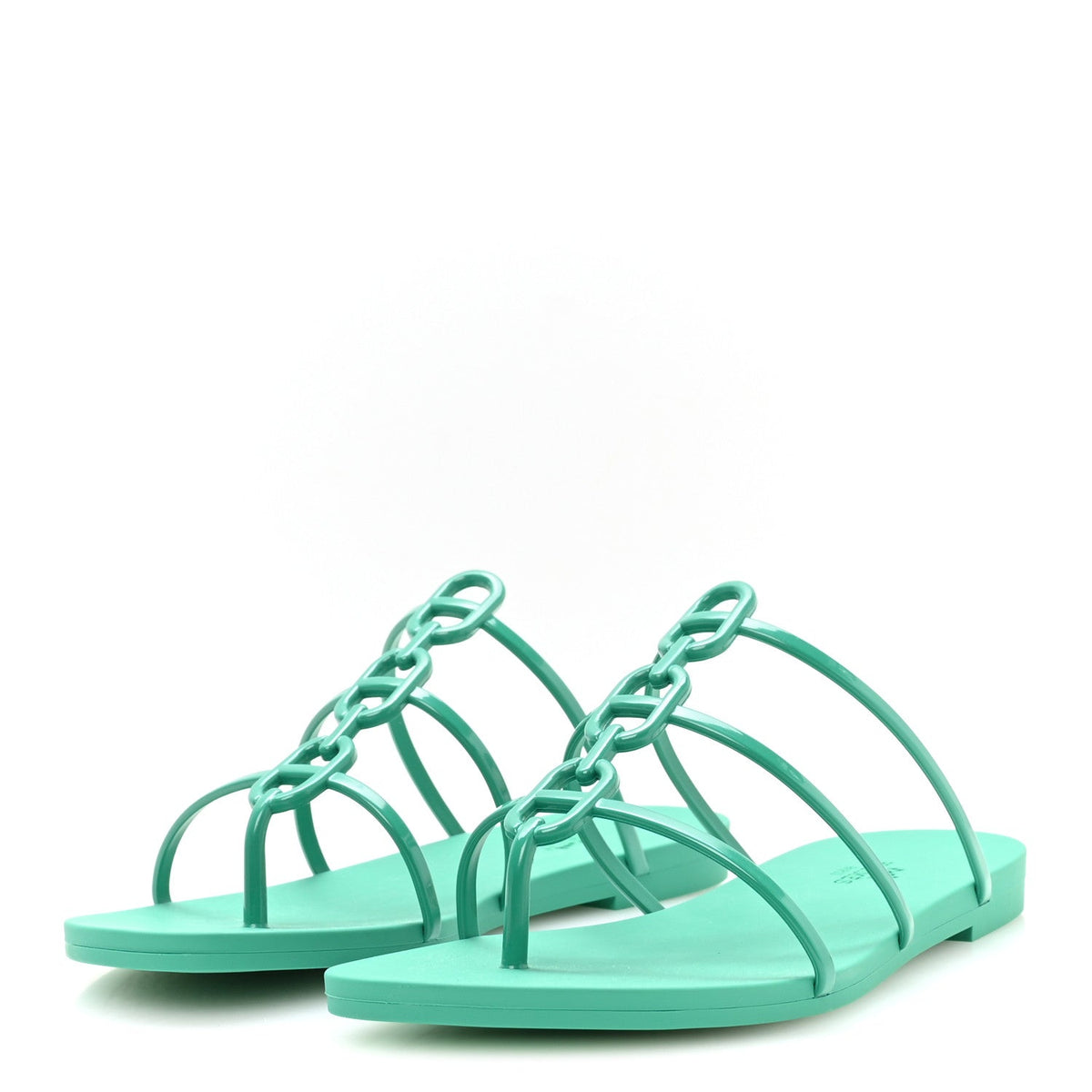 Hermes Rubber Women's Mykonos Sandals 36 Vert Tourmaline