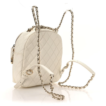 Small Quilted Caviar Backpack - White