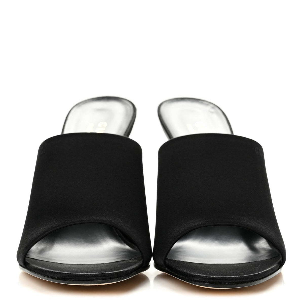 Gucci Satin Silk Women's Logo Sandal Pumps 38 Black