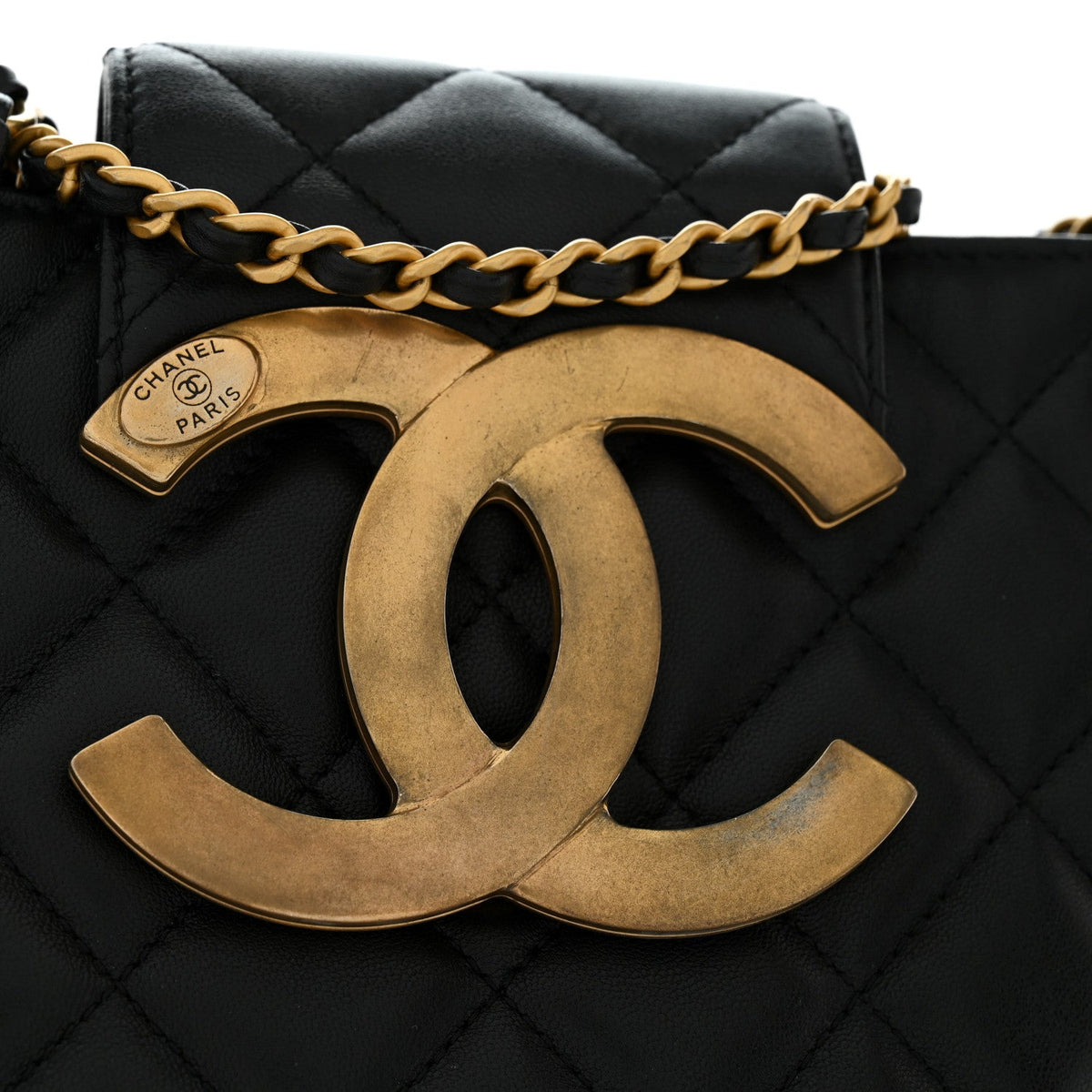 Quilted Lambskin Shoulder Bag - Black