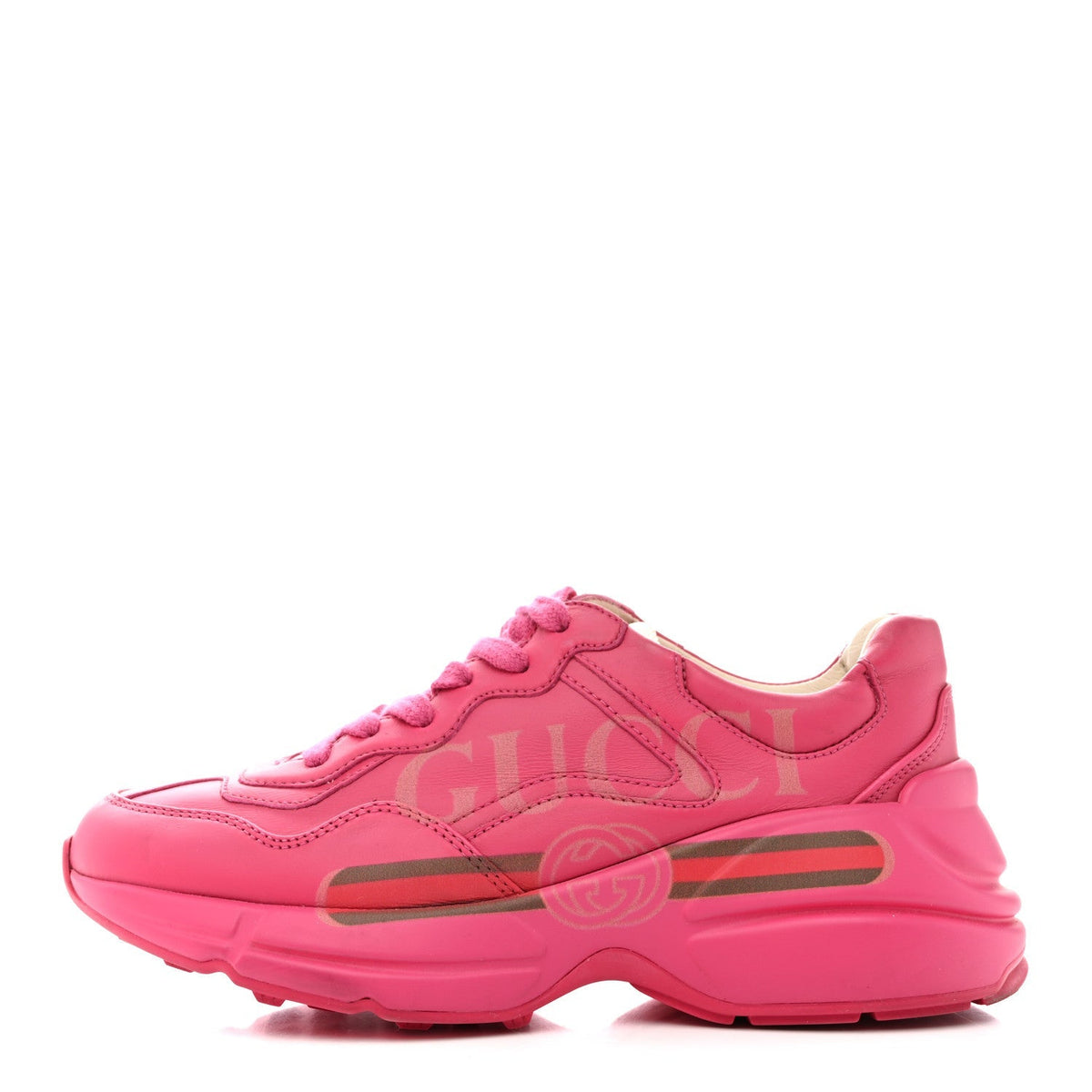 Gucci Calfskin Printed Women's Rhyton Sneakers 35 Box Pink