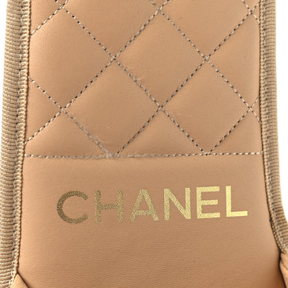 Chanel Lambskin Women's Pearl Chain Flat Slipper Sandals M Beige