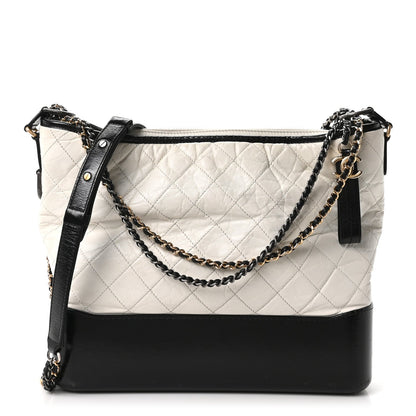 Large Quilted Calfskin Hobo Bag - White