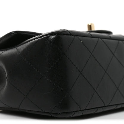 Mini Quilted Lambskin Flap Shoulder Bag - Tan