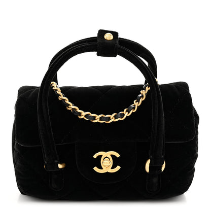 Mini Quilted Flap Shoulder Bag - Black